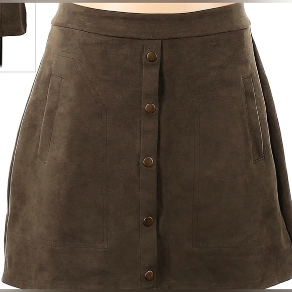 Persun Skirt green xl faux suede - Picture 1 of 3
